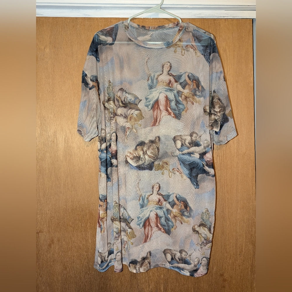 Artistic Print Mesh Dress